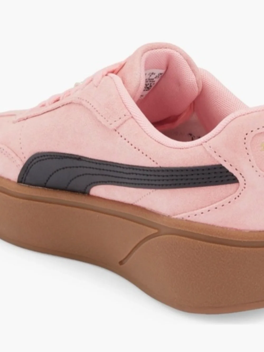 Puma Pink Suede Sneakers with Black Formstripe and Brown Gum Sole